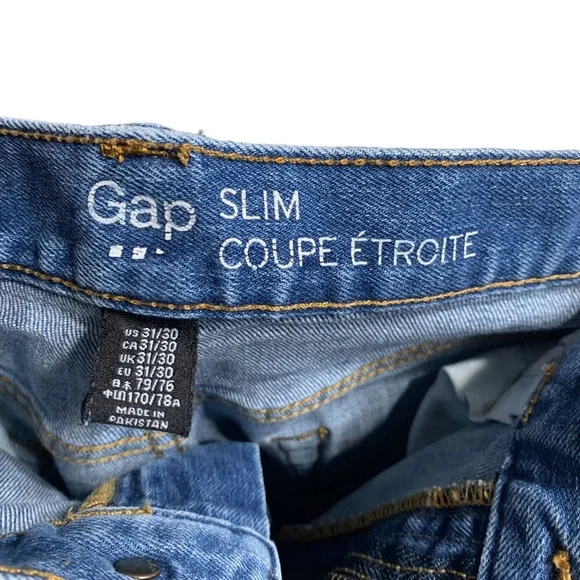 Distressed Gap Slim Coupe Étroite Denim Jeans 31 x 30 - Picture 5 of 5